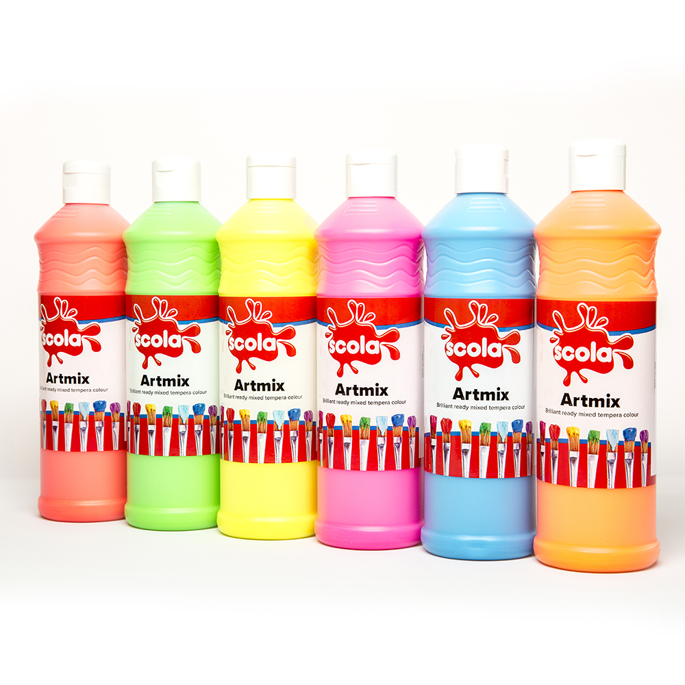 6 x 600ml Fluorescent Poster Paint 600ml-
